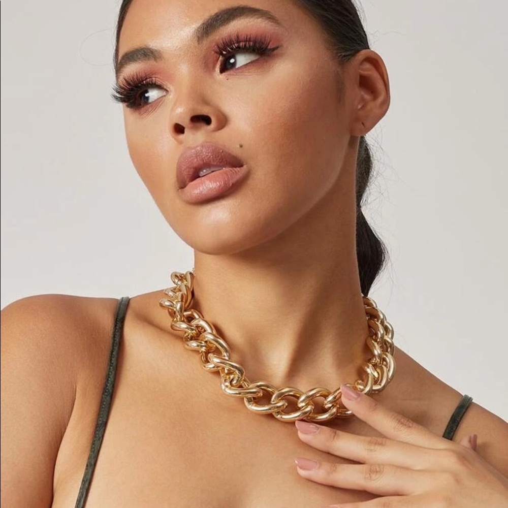 ¥18k Cuban Chunk Gold Neckalce